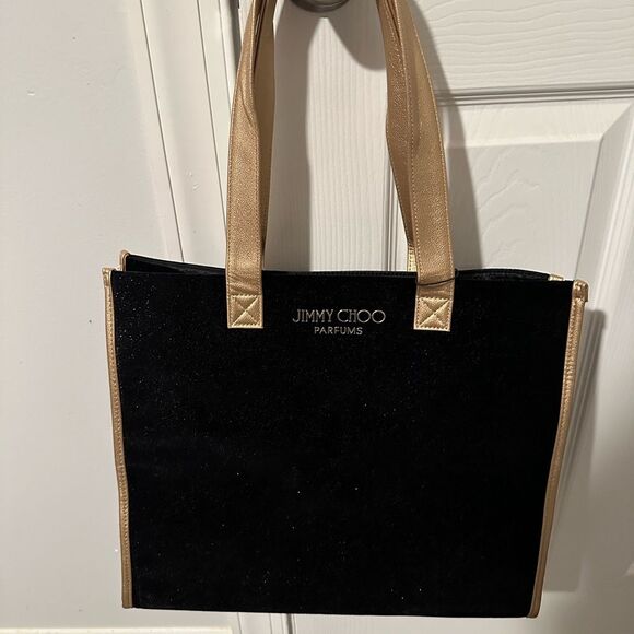 Jimmy Choo Black and Gold Velvet Tote - Perfume Promo Bag Shoulder Bag  NWT - Picture 1 of 5